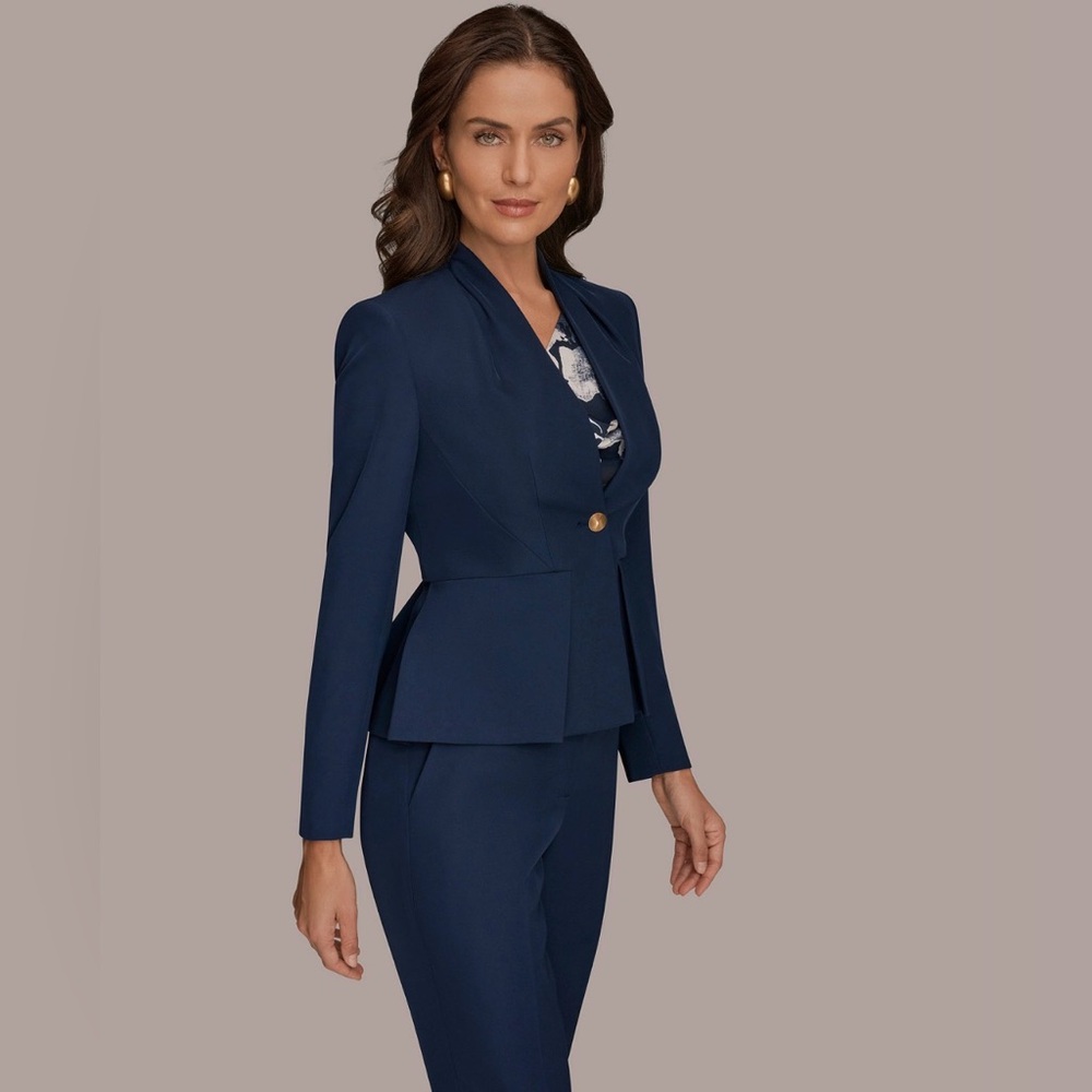 NWT Donna Karan Women's One-Button Peplum Jacket. Size 10. Nightfall - Picture 3 of 5